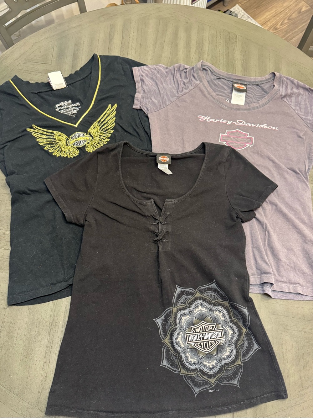 Harley-Davidson Women’s Black & Purple Short Sleeve Logo Tees (Set of 3)